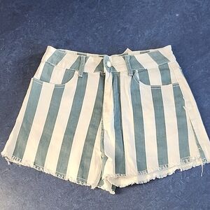 Striped Blue and White Conroe Babe Shorts